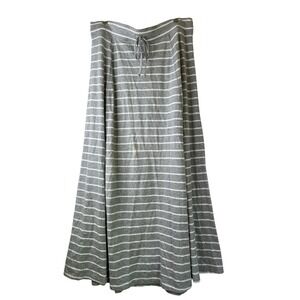 Talbots Maxi Skirt Women's 1Xp Striped Gray White‎ Draw String